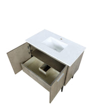 Load image into Gallery viewer, Lexora LLC36SKSOS000 Lancy 36&quot; Rustic Acacia Bathroom Vanity, White Quartz Top, and White Square Sink