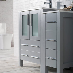 Blossom 001 36S 15 C Sydney 36 Inch Vanity with Ceramic Sink & Side Cabinet - Metal Grey