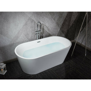 Lexora LD900363A1C0000 Melina 63" Free Standing Acrylic Bathtub w/ Chrome Drain