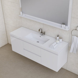 Alya Bath AB-MOF60S-W Paterno 60 inch Single Modern Wall Mounted Bathroom Vanity, White