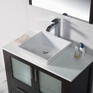 Blossom 001 36 02 V M Sydney 36 Inch Vanity with Ceramic Vessel Sink & Mirror - Espresso