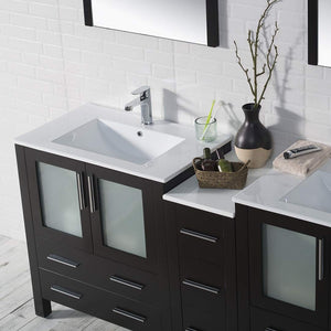 Blossom 001 72 02 C M Sydney 72 Inch Vanity with Ceramic Double Sinks & Mirrors - Espresso
