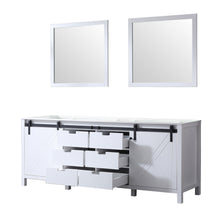 Load image into Gallery viewer, Lexora LM342284DA00M34 Marsyas 84&quot; White Double Vanity, no Top and 34&quot; Mirrors
