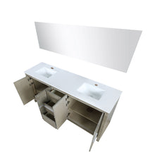 Load image into Gallery viewer, Lexora LLF72DKSODM70 Lafarre 72&quot; Rustic Acacia Double Bathroom Vanity, White Quartz Top, White Square Sinks, and 70&quot; Frameless Mirror