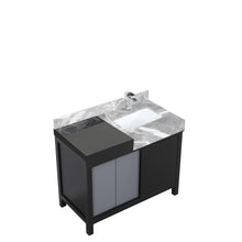 Load image into Gallery viewer, Lexora LZ342242SLISFMC Zilara 42&quot; Black and Grey Vanity, Castle Grey Marble Top, White Square Sink, and Monte Chrome Faucet