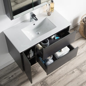 Blossom 016 36 16 C MC Valencia 36 Inch Vanity with Ceramic Sink & Medicine Cabinet - Silver Grey