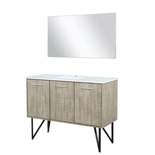 Load image into Gallery viewer, Lexora LLC48SKSOSM43 Lancy 48&quot; Rustic Acacia Bathroom Vanity, White Quartz Top, White Square Sink, and 43&quot; Frameless Mirror