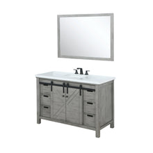 Load image into Gallery viewer, Lexora LM342248SHCSM44F Marsyas 48&quot; Ash Grey Single Vanity, White Quartz Top, White Square Sink and 44&quot; Mirror w/ Faucet