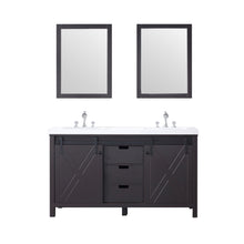 Load image into Gallery viewer, Lexora LM342260DCCSM24F Marsyas 60&quot; Brown Double Vanity, White Quartz Top, White Square Sinks and 24&quot; Mirrors w/ Faucets