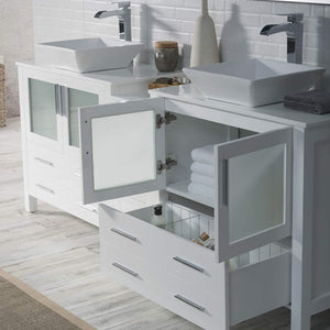 Blossom 001 84S1 01 V M Sydney 84 Inch Vanity with Ceramic Double Vessel Sinks & Mirrors - White