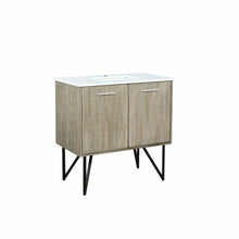 Load image into Gallery viewer, Lexora LLC36SKSOS000 Lancy 36&quot; Rustic Acacia Bathroom Vanity, White Quartz Top, and White Square Sink