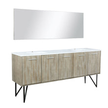Load image into Gallery viewer, Lexora LLC80DKSOSM70 Lancy 80&quot; Rustic Acacia Double Bathroom Vanity, White Quartz Top, White Square Sinks, and 70&quot; Frameless Mirror
