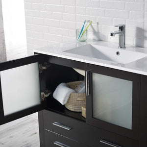 Blossom 001 84S1 02 C Sydney 84 Inch Vanity with Ceramic Double Sinks - Espresso
