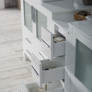 Blossom 001 84S1 01 V M Sydney 84 Inch Vanity with Ceramic Double Vessel Sinks & Mirrors - White