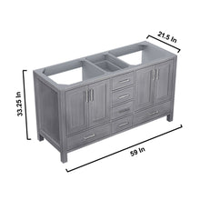 Load image into Gallery viewer, Lexora LJ342260DD00M58 Jacques 60&quot; Distressed Grey Double Vanity, no Top and 58&quot; Mirror