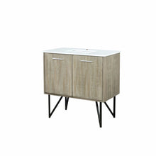 Load image into Gallery viewer, Lexora LLC36SKSOS000 Lancy 36&quot; Rustic Acacia Bathroom Vanity, White Quartz Top, and White Square Sink