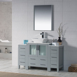 Blossom 001 54 15 V M Sydney 54 Inch Vanity with Ceramic Vessel Sink & Mirror - Metal Gray