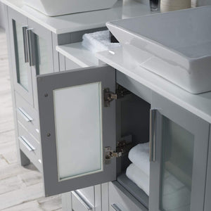 Blossom 001 60S1 15 V M Sydney 60 Inch Vanity with Ceramic Double Vessel Sinks & Mirrors - Metal Gray