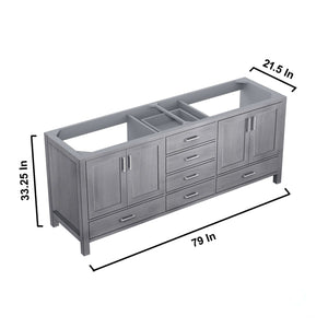 Lexora LJ342280DD00000 Jacques 80" Distressed Grey Vanity Cabinet Only