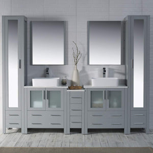 Blossom 001 102 15 V M Sydney 102 Inch Vanity with Ceramic Double Vessel Sinks & Mirrors - Metal Gray