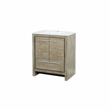 Load image into Gallery viewer, Lexora LLF30SKSOS000 Lafarre 30&quot; Rustic Acacia Bathroom Vanity, White Quartz Top, and White Square Sink