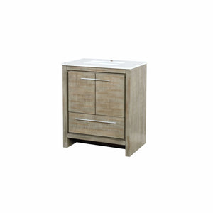 Lexora LLF30SKSOS000 Lafarre 30" Rustic Acacia Bathroom Vanity, White Quartz Top, and White Square Sink