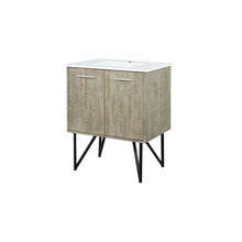 Load image into Gallery viewer, Lexora LLC30SKSOS000 Lancy 30&quot; Rustic Acacia Bathroom Vanity, White Quartz Top, and White Square Sink