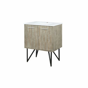 Lexora LLC30SKSOS000 Lancy 30" Rustic Acacia Bathroom Vanity, White Quartz Top, and White Square Sink