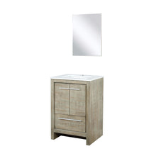 Load image into Gallery viewer, Lexora LLF24SKSOSM18 Lafarre 24&quot; Rustic Acacia Bathroom Vanity, White Quartz Top, White Square Sink, and 18&quot; Frameless Mirror