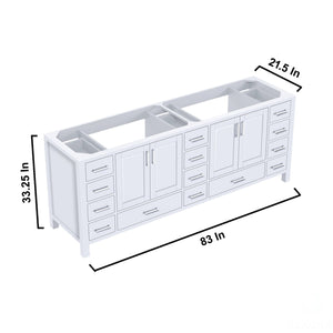 Lexora LJ342284DA00M34 Jacques 84" White Double Vanity, no Top and 34" Mirrors