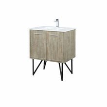 Load image into Gallery viewer, Lexora LLC30SKSOS000FCH Lancy 30&quot; Rustic Acacia Bathroom Vanity, White Quartz Top, White Square Sink, and Monte Chrome Faucet Set