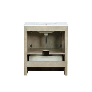 Lexora LLF30SKSOS000 Lafarre 30" Rustic Acacia Bathroom Vanity, White Quartz Top, and White Square Sink