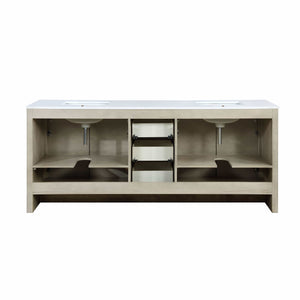 Lexora LLF80DKSOD000 Lafarre 80" Rustic Acacia Double Bathroom Vanity, White Quartz Top, and White Square Sinks