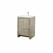 Load image into Gallery viewer, Lexora LLF24SKSOS000FBN Lafarre 24&quot; Rustic Acacia Bathroom Vanity, White Quartz Top, White Square Sink, and Labaro Brushed Nickel Faucet Set