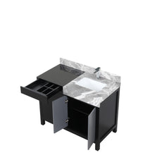Load image into Gallery viewer, Lexora LZ342242SLISFMC Zilara 42&quot; Black and Grey Vanity, Castle Grey Marble Top, White Square Sink, and Monte Chrome Faucet