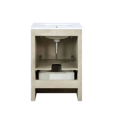 Load image into Gallery viewer, Lexora LLF24SKSOSM18 Lafarre 24&quot; Rustic Acacia Bathroom Vanity, White Quartz Top, White Square Sink, and 18&quot; Frameless Mirror