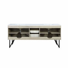Load image into Gallery viewer, Lexora LLC80DKSOSM70 Lancy 80&quot; Rustic Acacia Double Bathroom Vanity, White Quartz Top, White Square Sinks, and 70&quot; Frameless Mirror