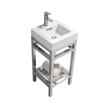 Load image into Gallery viewer, Kubebath AC16 Cisco 16&quot; Stainless Steel Console with Acrylic Sink - Chrome