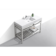 Load image into Gallery viewer, Kubebath AC48 Cisco 48&quot; Stainless Steel Console with Acrylic Sink - Chrome