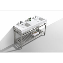 Load image into Gallery viewer, Kubebath AC60D Cisco 60&quot; Double Sink Stainless Steel Console with Acrylic Sink - Chrome
