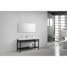 Load image into Gallery viewer, Kubebath AC60D-BK Cisco 60&quot; Double Sink Stainless Steel Console with Acrylic Sink - Matt Black