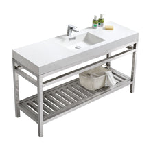 Load image into Gallery viewer, Kubebath AC60S Cisco 60&quot; Single Sink Stainless Steel Console with Acrylic Sink - Chrome