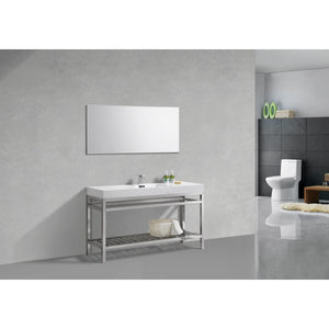 Kubebath AC60S Cisco 60" Single Sink Stainless Steel Console with Acrylic Sink - Chrome