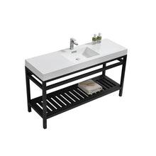 Load image into Gallery viewer, Kubebath AC60S-BK Cisco 60&quot; Single Sink Stainless Steel Console with Acrylic Sink - Matt Black