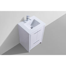 Load image into Gallery viewer, Kubebath AD624GW Dolce 24″ High Gloss White Modern Bathroom Vanity with White Quartz Counter-Top