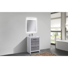 Load image into Gallery viewer, Kubebath AD624HG Dolce 24″ Ash Gray Modern Bathroom Vanity with White Quartz Counter-Top