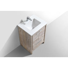 Load image into Gallery viewer, Kubebath AD624NW Dolce 24″ Nature Wood Modern Bathroom Vanity with White Quartz Counter-Top