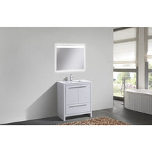 Load image into Gallery viewer, Kubebath AD630GW Dolce 30″ High Gloss White Modern Bathroom Vanity with White Quartz Counter-Top