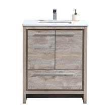 Load image into Gallery viewer, Kubebath AD630NW Dolce 30″ Nature  Wood Modern Bathroom Vanity with White Quartz Counter-Top