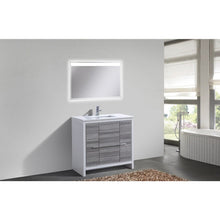 Load image into Gallery viewer, Kubebath AD636HG Dolce 36″ Ash Gray Modern Bathroom Vanity with White Quartz Counter-Top